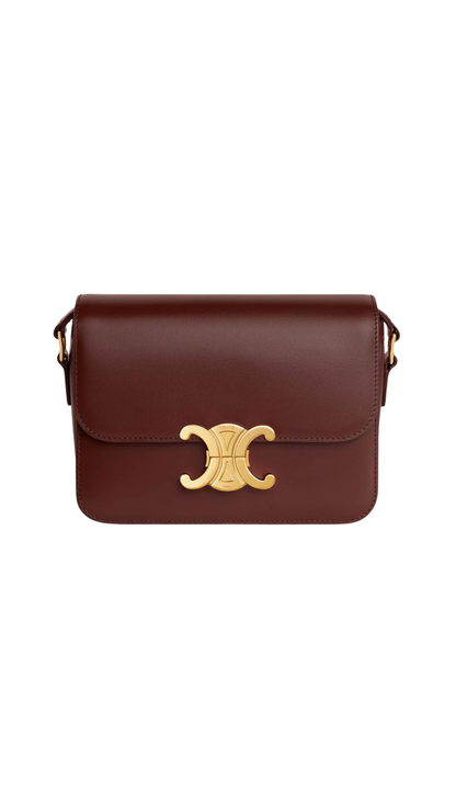 Teen Triomphe Bag in Brown Shiny Calfskin