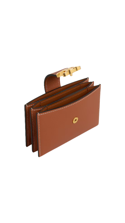 Accordeon Card Holder Nino in Tan Supple Grained Calfskin