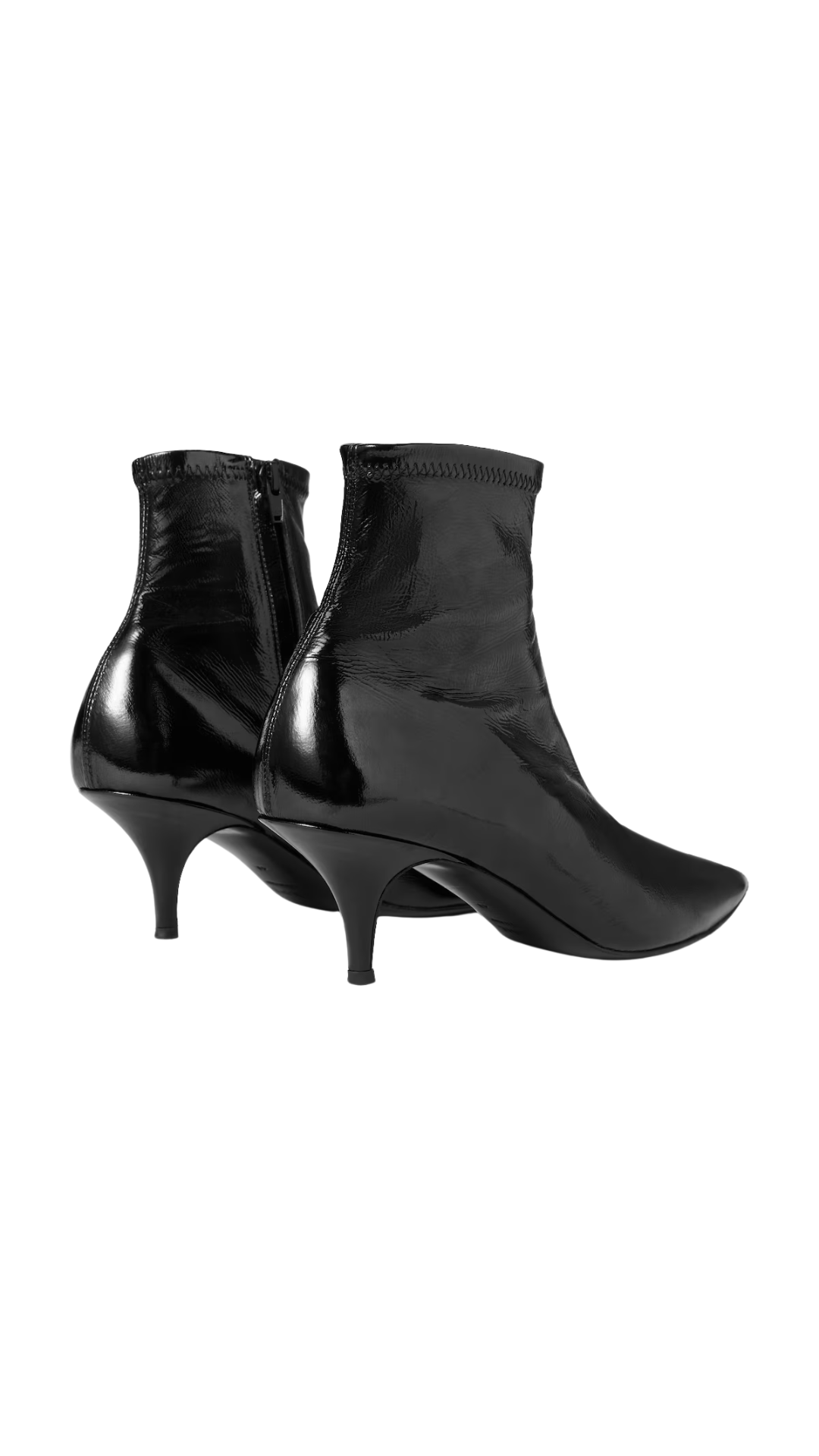 Shiny Leather Sock Booty in Black