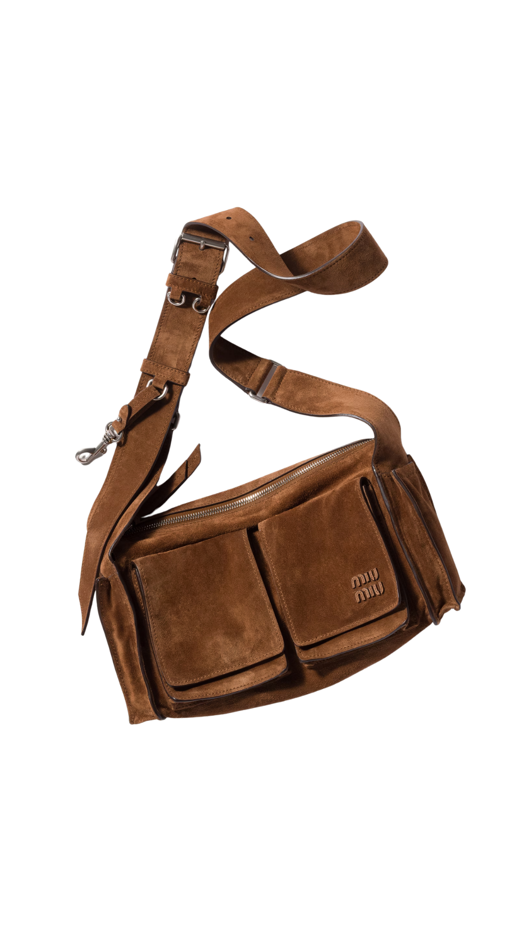 Utilitaire in Cocoa Brown Suede Shoulder Bag