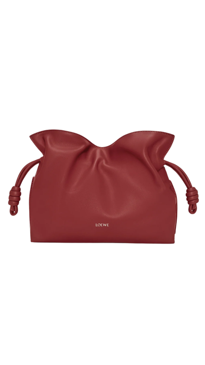 Medium Flamenco Clutch in Burnt Red Nappa Calfskin