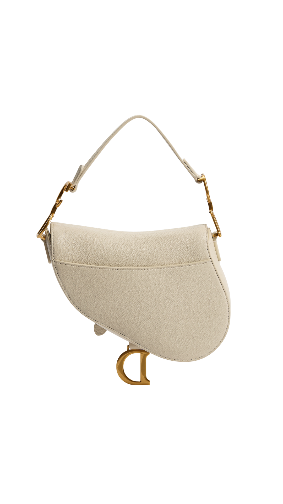 Small Saddle Bag with Strap in Craie Grained Calfskin