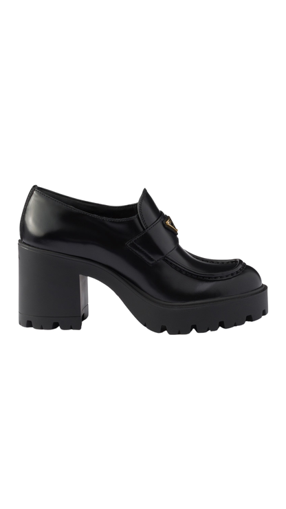 Brushed Leather Loafers in Black