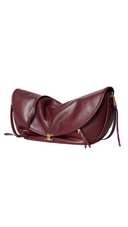 Soft Triomphe Halfmoon in Syrah Shiny Lambskin