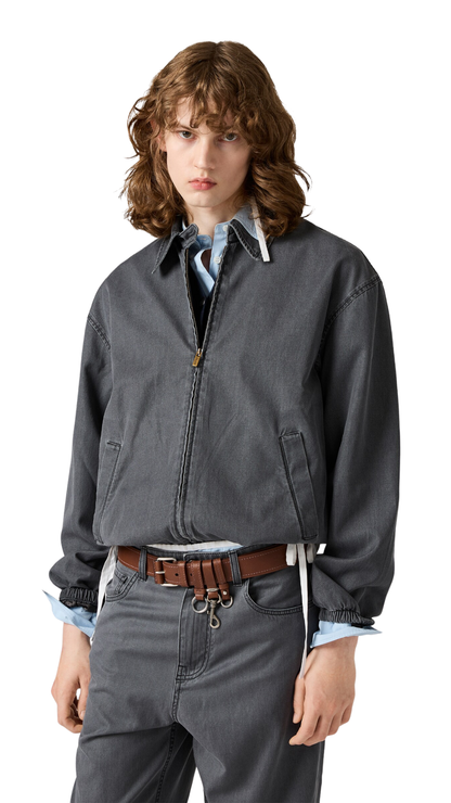 Chambray Blouson Jacket in Black