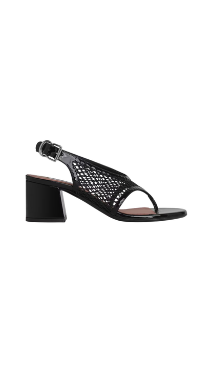 Fishnet Heels Sandals in Black