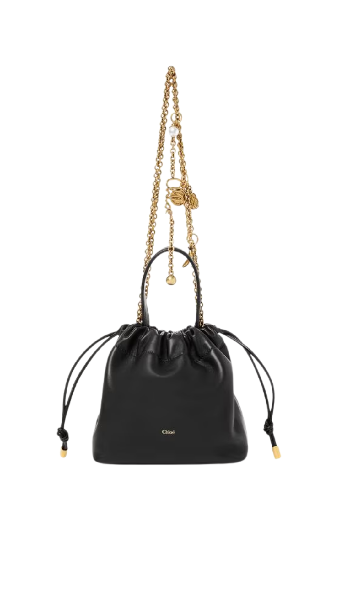 Bolso de hombro Mini Chloé Icons con cadena en piel suave negra