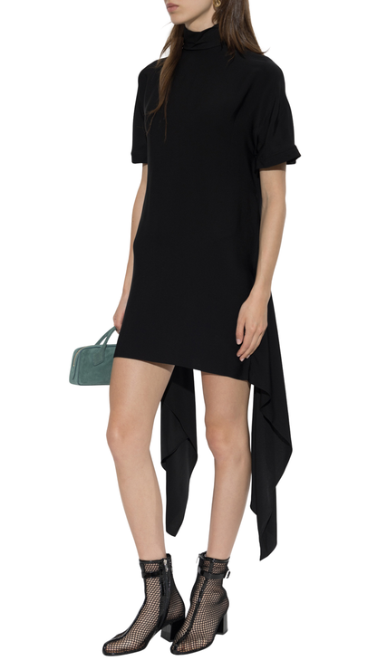 Asymmetric T-Shirt Mini Dress in Black