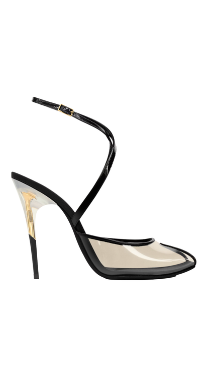 Michelle Sandals in TPU and Patent Leather in Marble Grey & Black