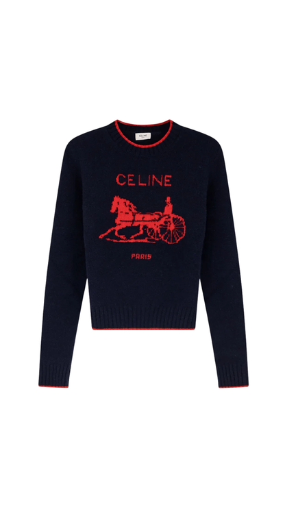 Wool Sweater in Navy/Red