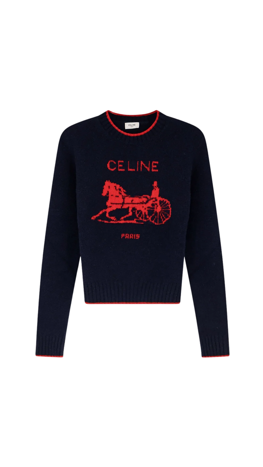 Wool Sweater in Navy/Red