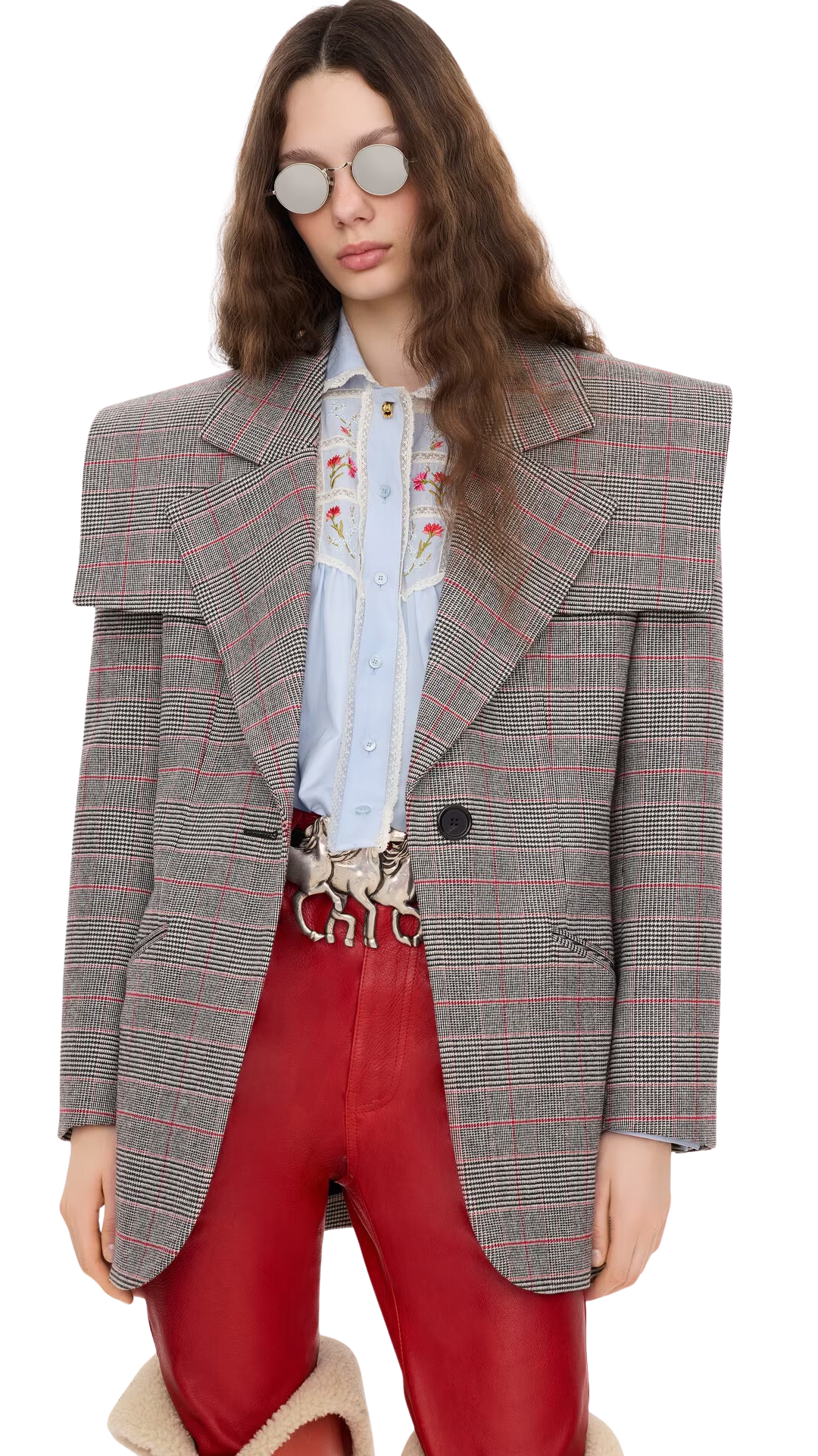 Single-Breasted Tailored Jacket in Prince of Wales Wool