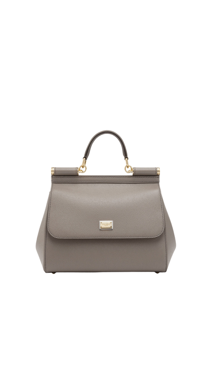 Large Sicily Handbag in Beige Dauphine Calfskin