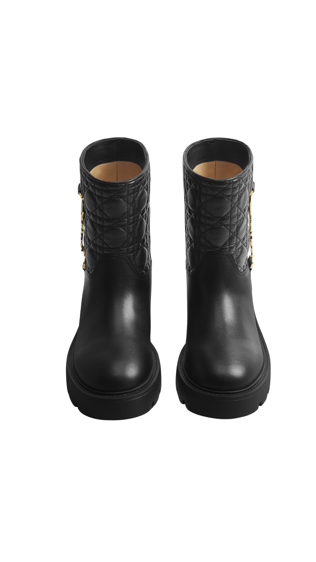 Diorly Ankle Boot in Black Calfskin and Quilted Cannage Lambskin