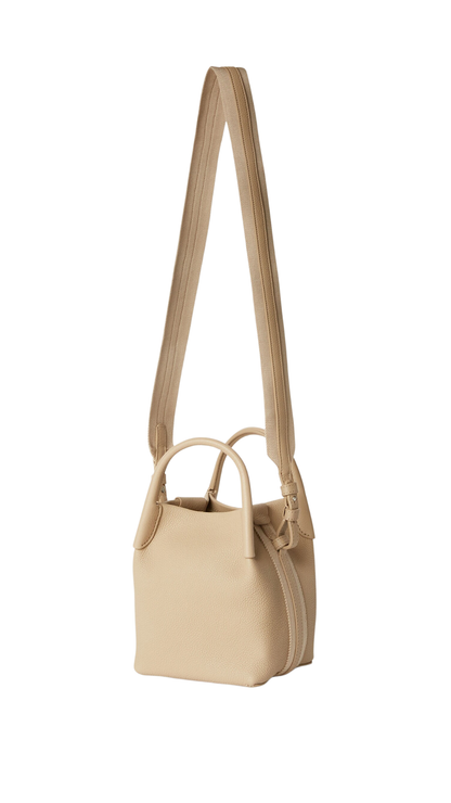 Micro Bale Bag in Light Mastic/Antique Silver Grained Calfskin