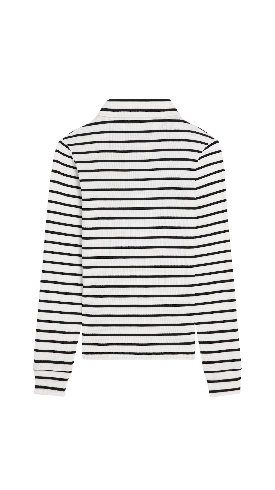 Polo Shirt in Off White/Black Striped Silk Jersey
