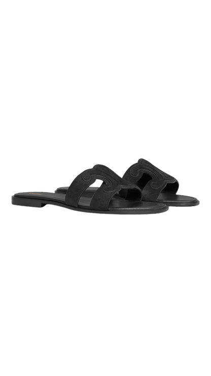 Marina Triomphe Mule in Black Suede Calfskin