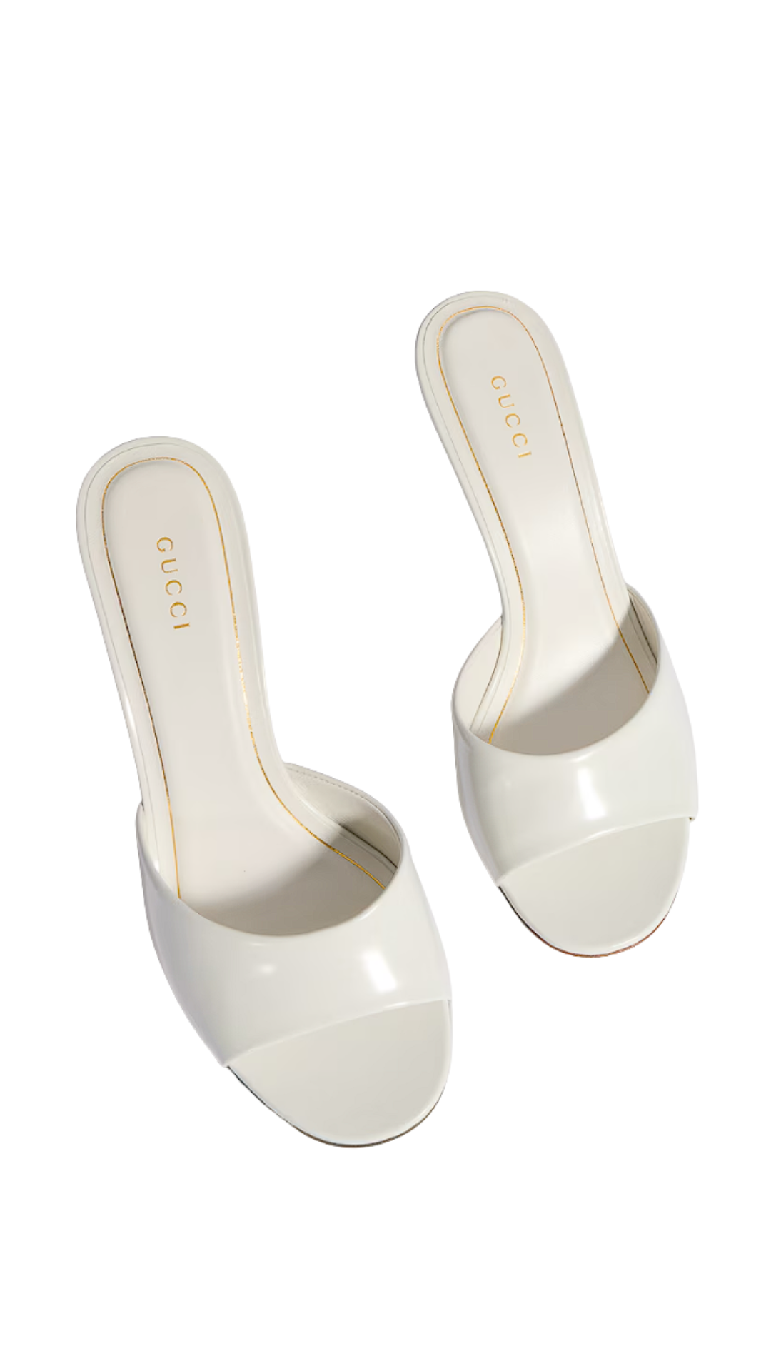 Castello Slide in White Soft Shiny Leather