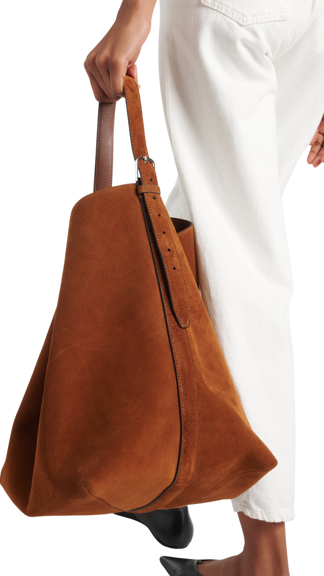 Belted Suede Tote Bag