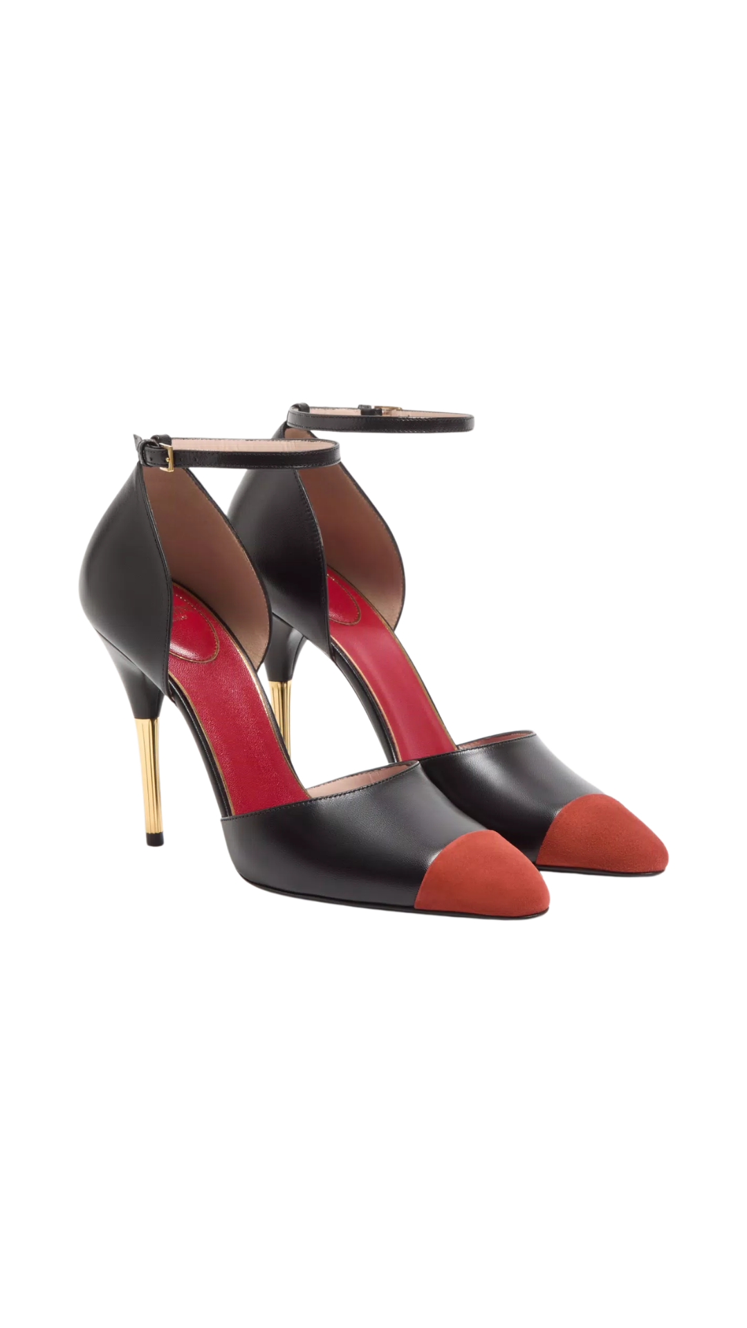 D'Orsay Sinead Pumps In Black/Rust Goatskin And Suede 105mm