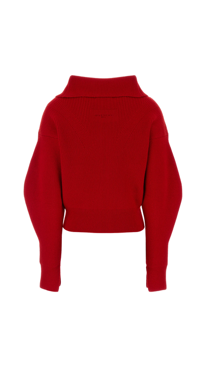 Wool Blend Cardigan in Red
