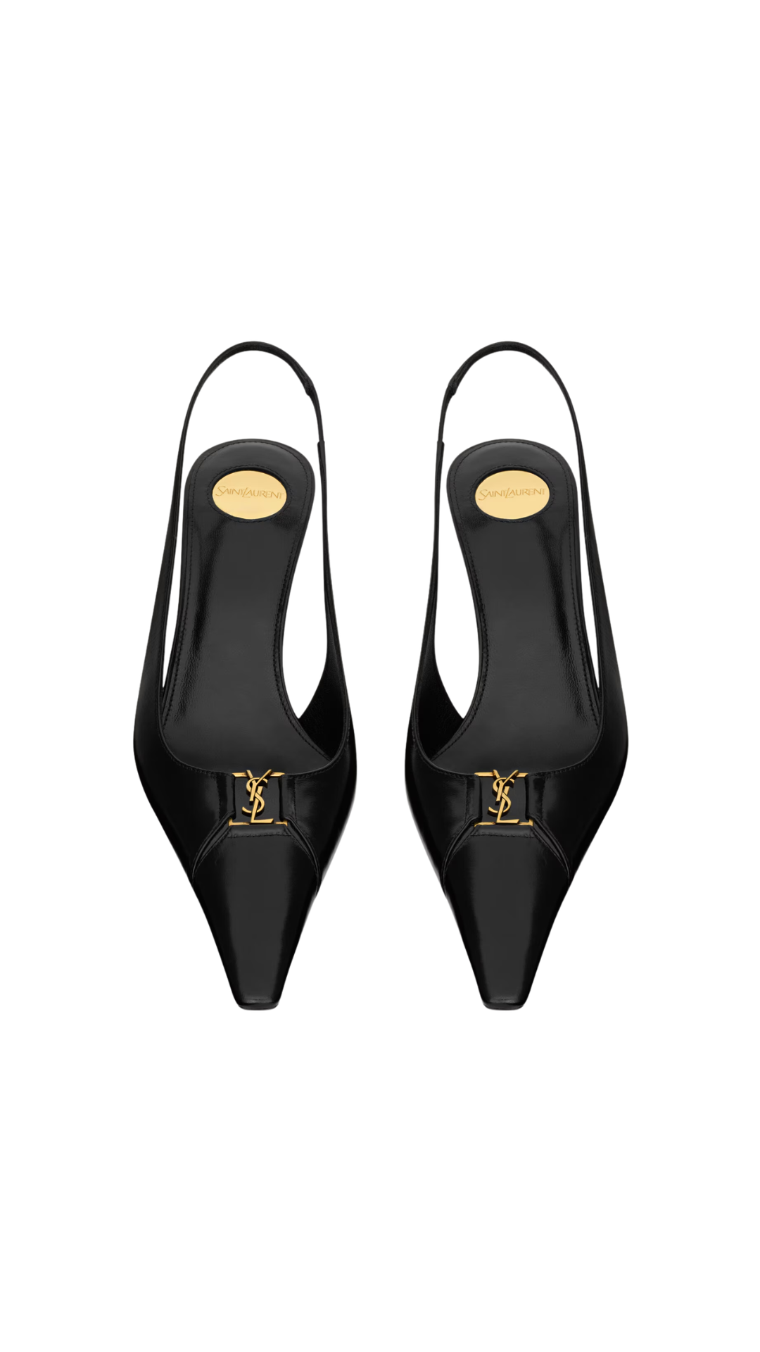 Babylone Breteuil Slingback Pumps in Black Smooth Leather