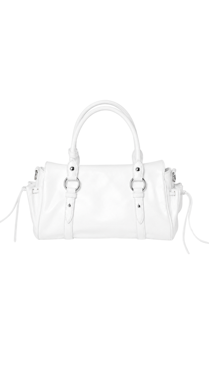 Glossy Leather Handbag in White