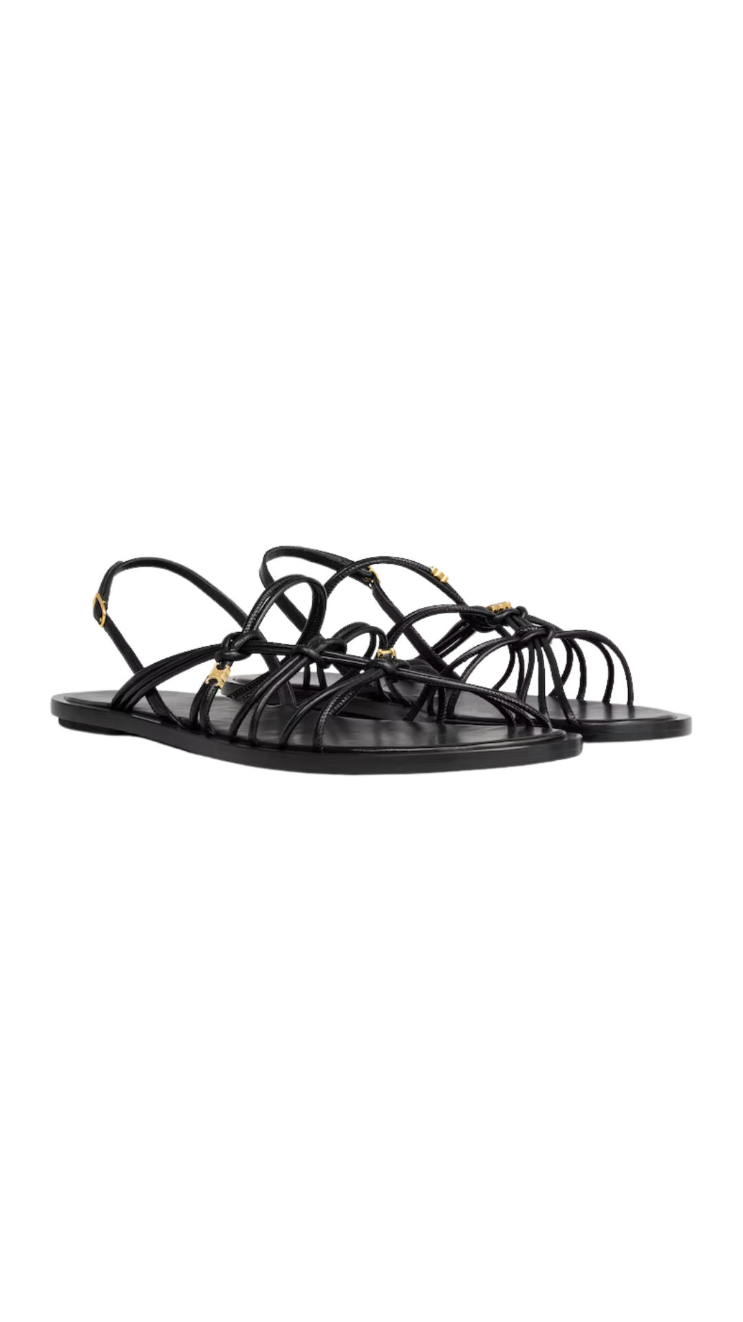 Knots Triomphe Flat Sandal in Black Goatskin
