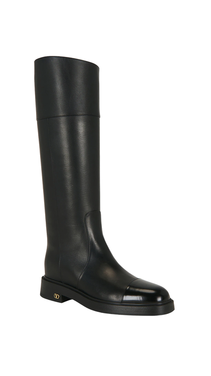 Boot Leather Knee-High Boots in Black