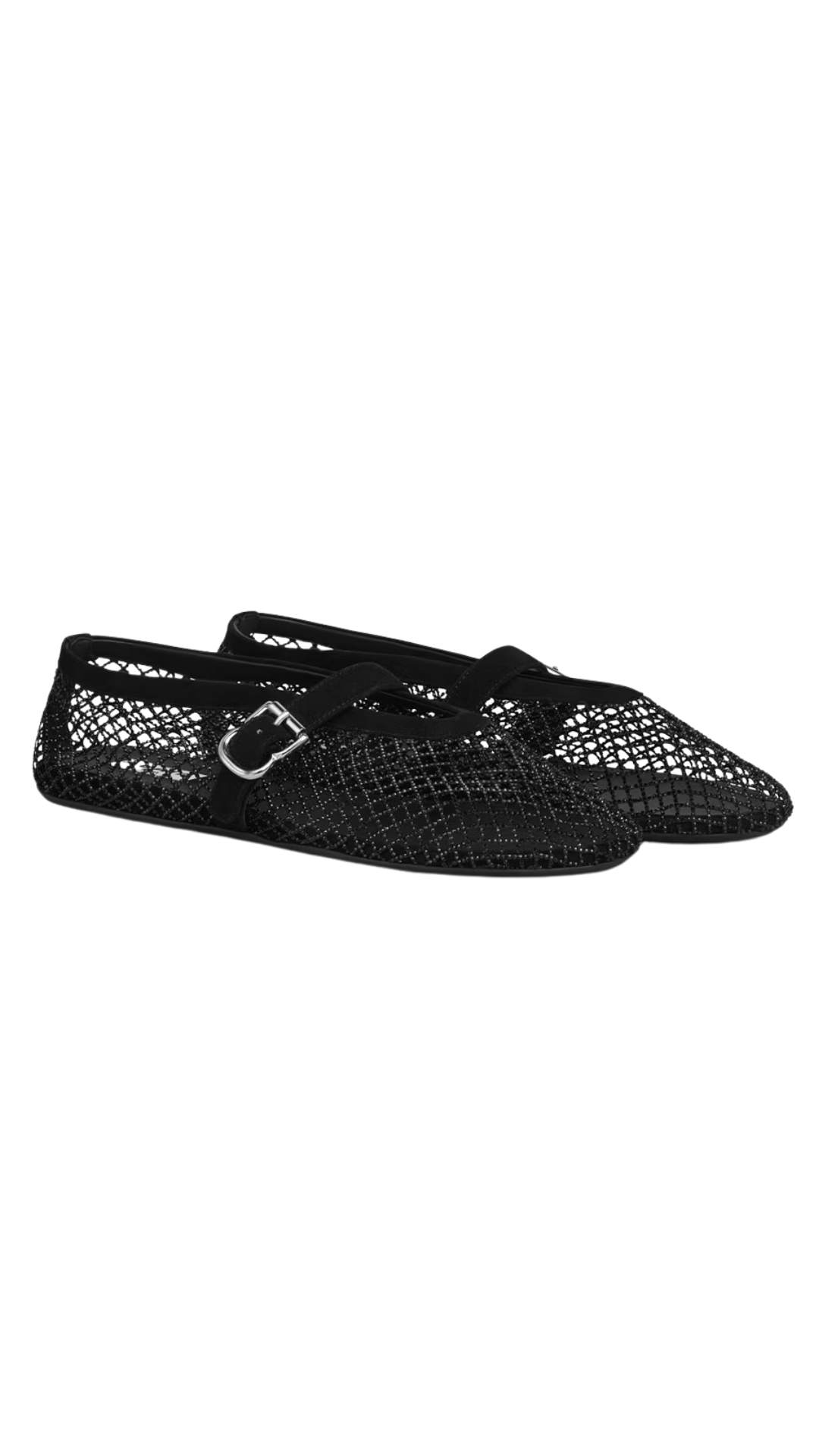Ballet Flats in Black Fishnet
