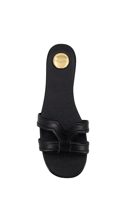 Mabrouka Slides In Black Smooth Leather