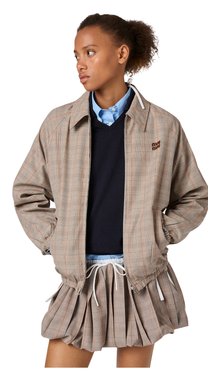 Prince of Wales Checked Blouson Jacket in Tobacco