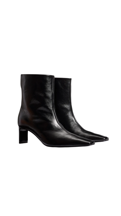 Ona Ankle Boot in Black Glazed Leather