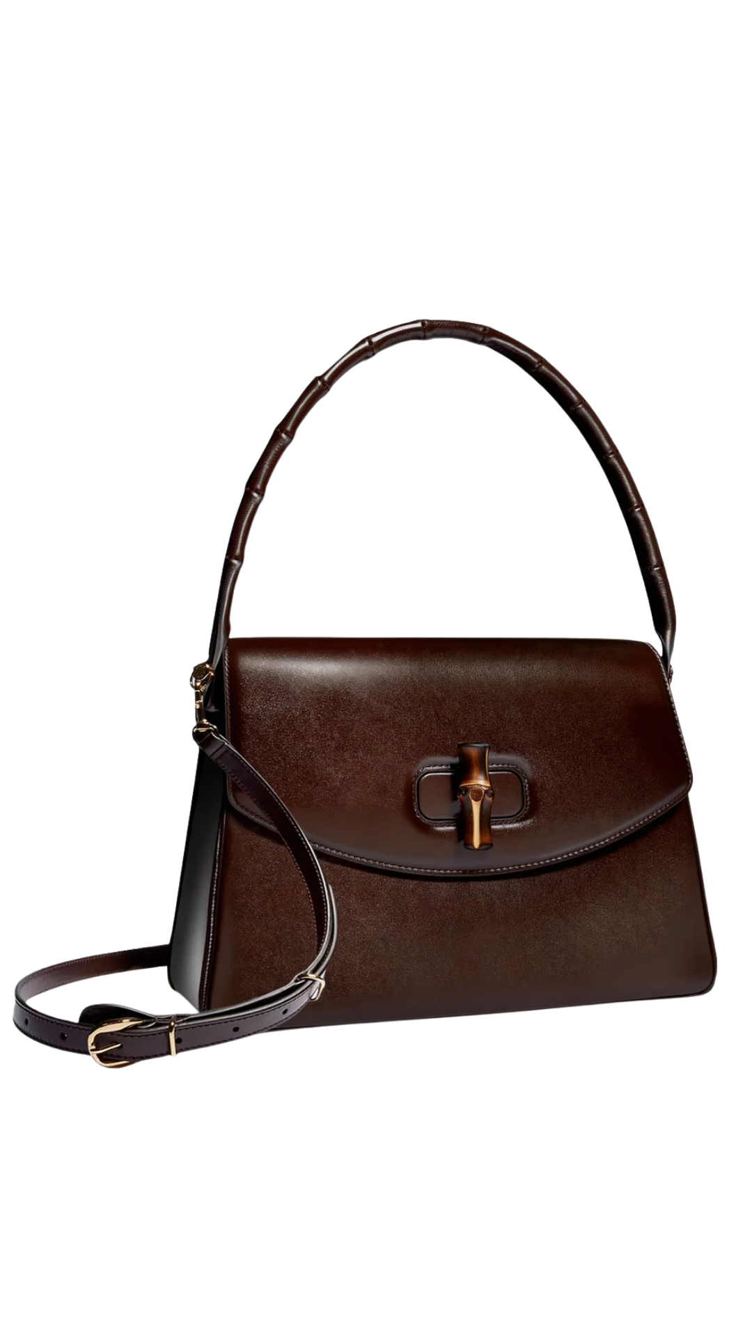 Bamboo Vendetta Medium Top Handle Bag in Dark Brown Leather