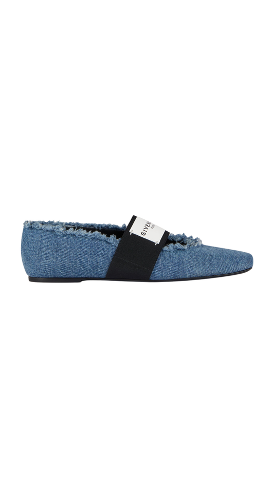 Sliced Square Ballerinas in Denim