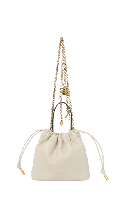 Mini Chloé Icons Shoulder Bag With Chain In Cloudy Cream Soft Leather