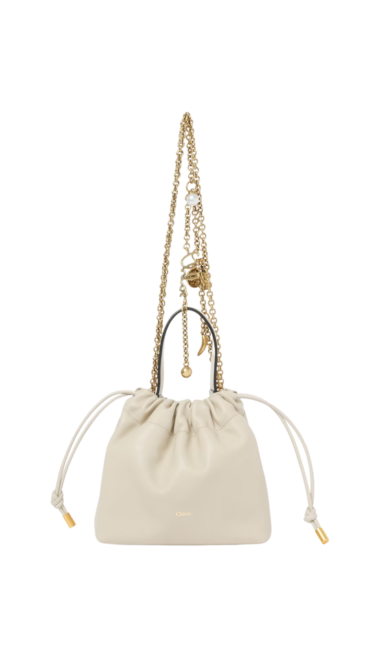 Mini Chloé Icons Shoulder Bag With Chain In Cloudy Cream Soft Leather