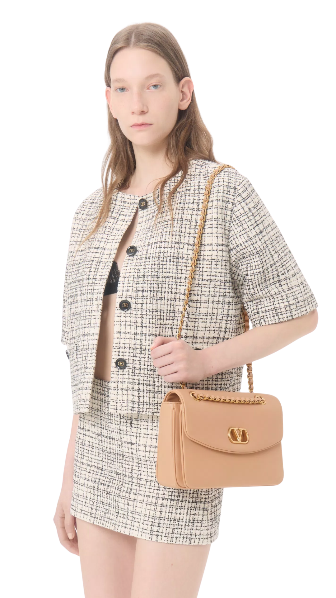 Djuna Medium Chain Bag In Pink Nappa Leather