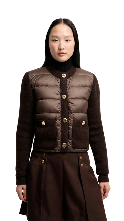 Bouclé Wool Blend Padded Cardigan