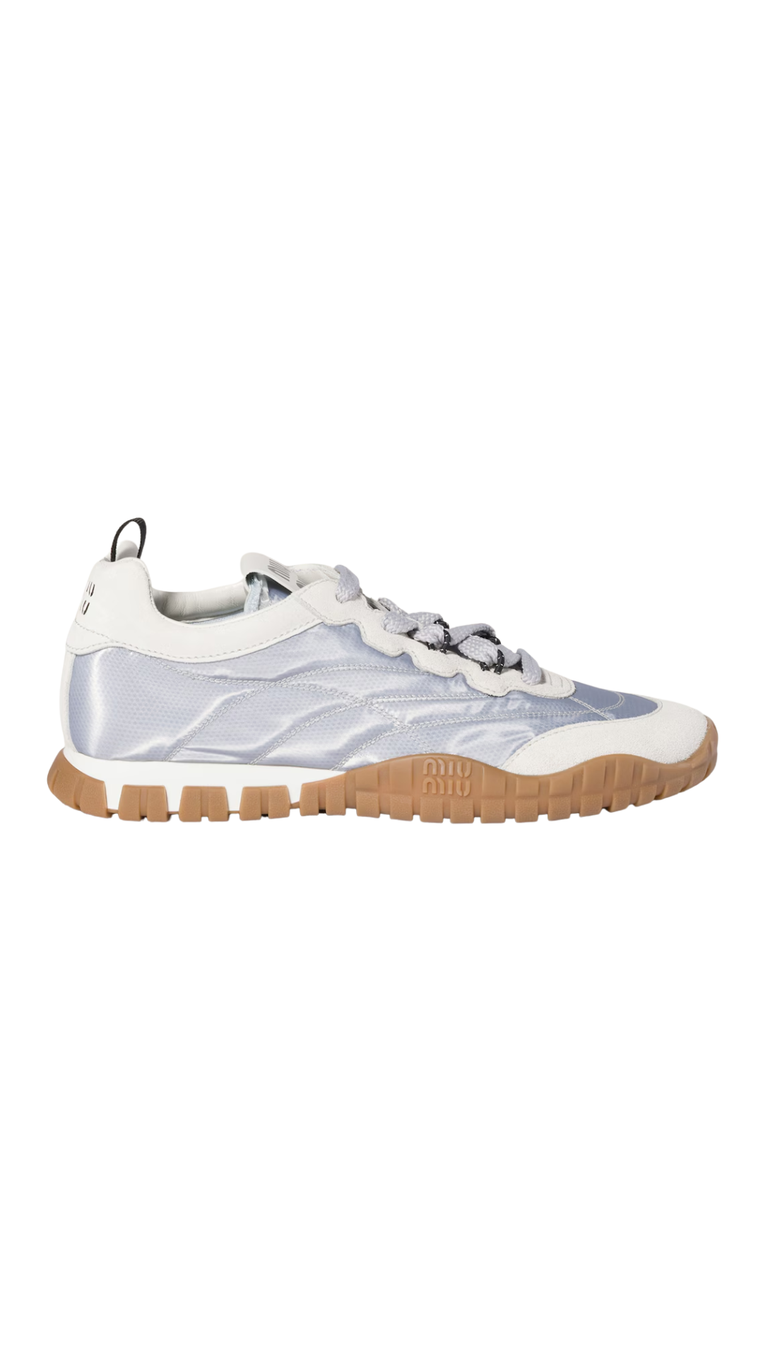 Tyre Technical Fabric and Suede Sneakers in Aluminum/White