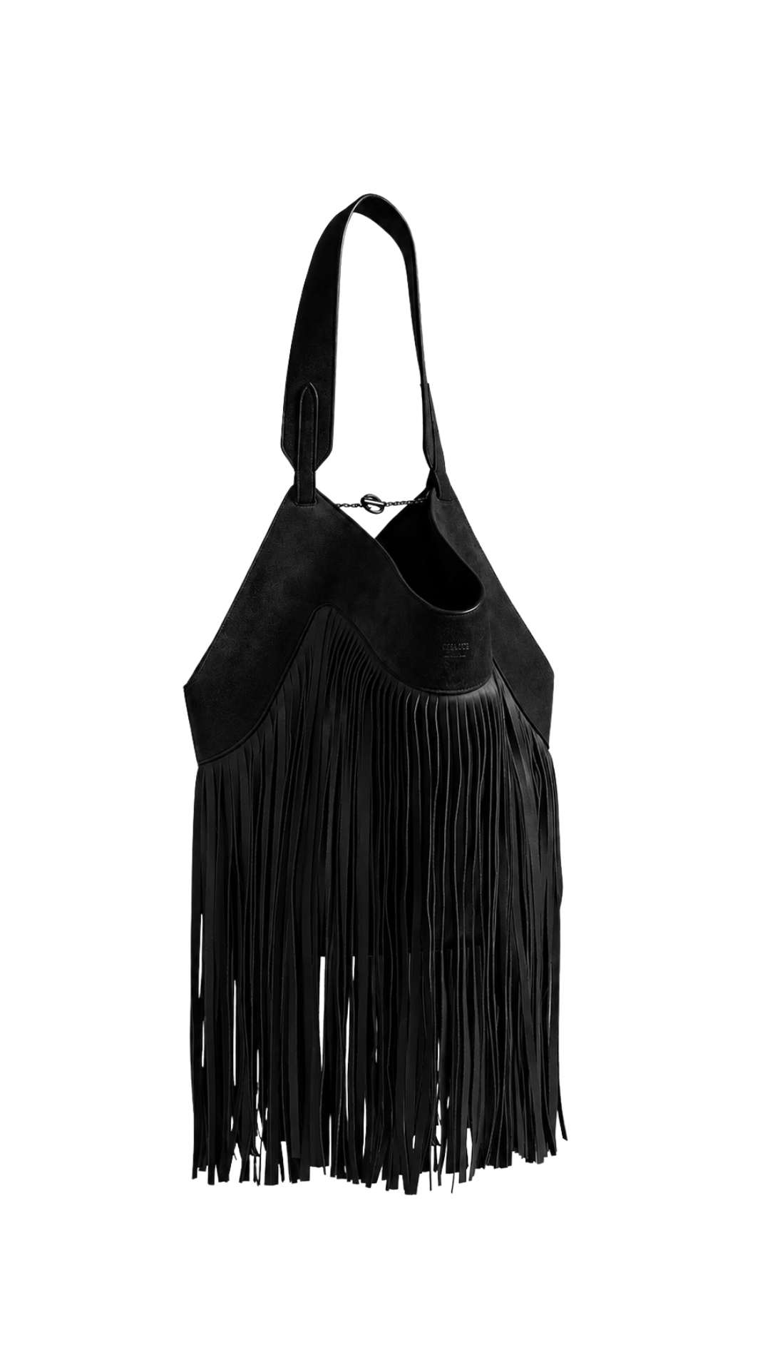 Small Lotus Fringe Tote in Black