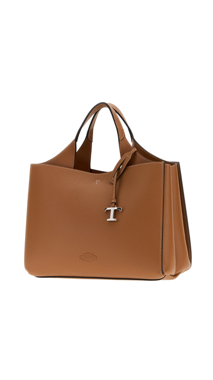Camel Leather Apa Handbag in Brown