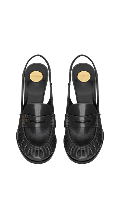 Le Loafer Slingback Pumps in Black Smooth Leather