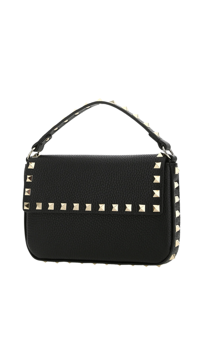 Black Leather Rockstud Handbag