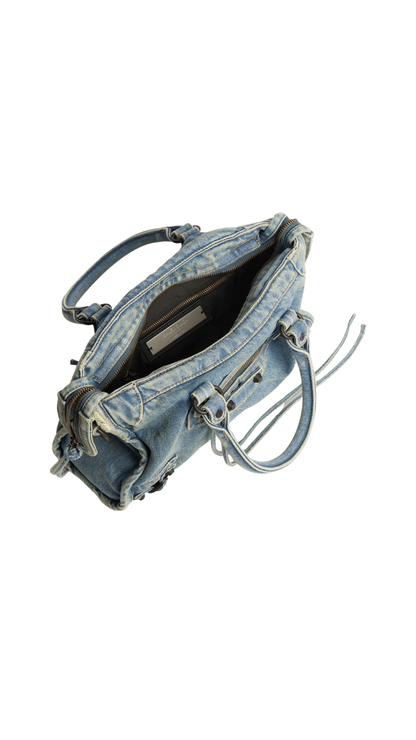 Le City Bag Small in Blue in Blue Washed Denim