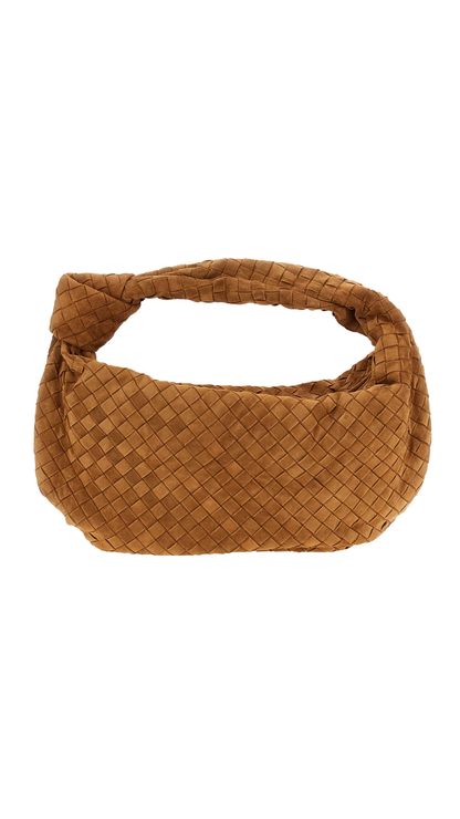 Jodie in Brown Intrecciato Suede Leather Shoulder Bag