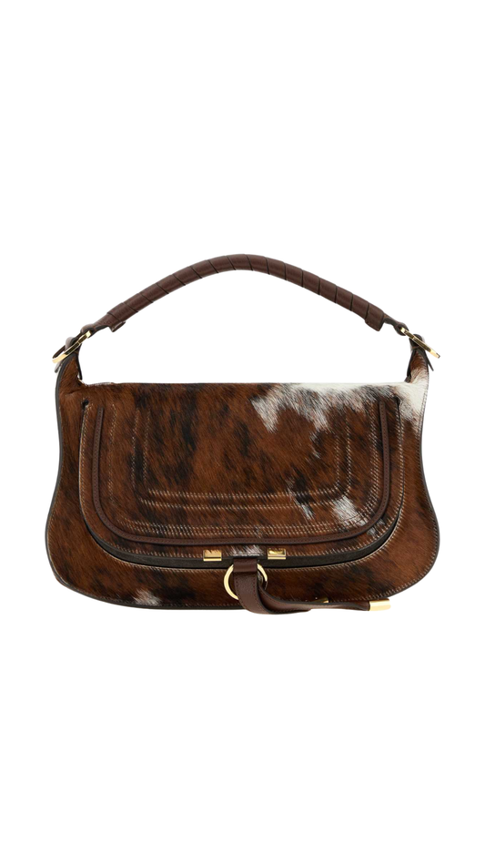Printed Calf Hair Marcie Handbag