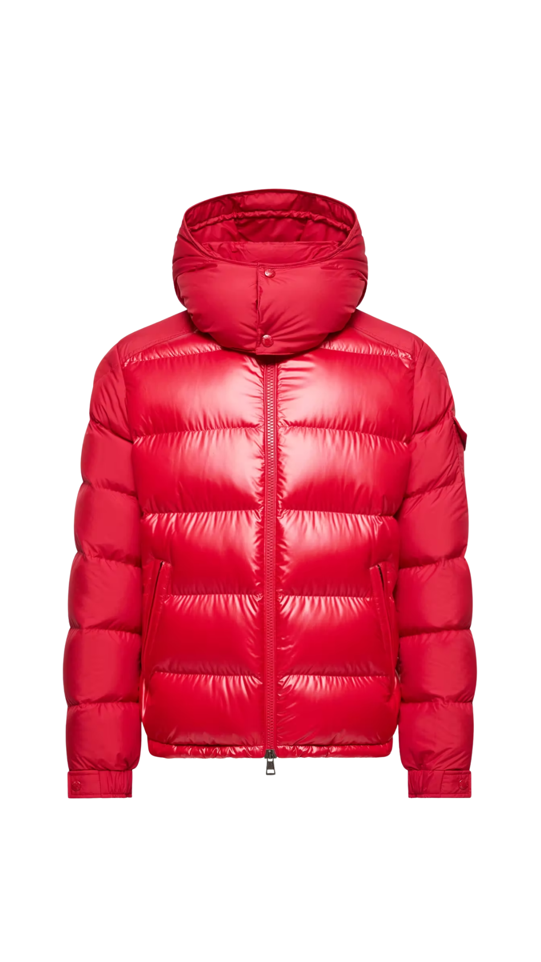 Moncler Maya Hooded Short Down Jacket in Red