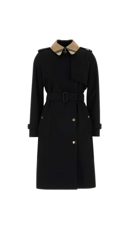 trench Coat in Black Cotton