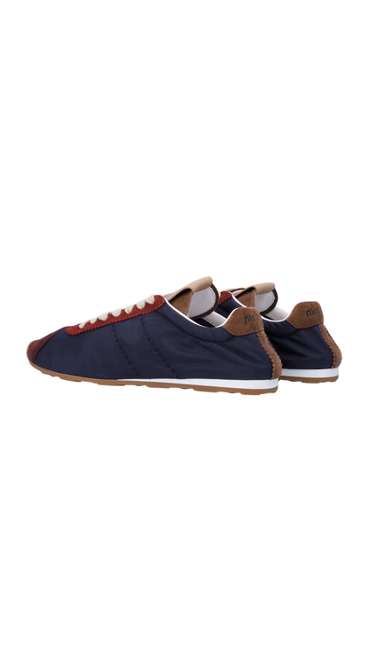 Plume Technical Fabric and Suede Sneakers in Navy